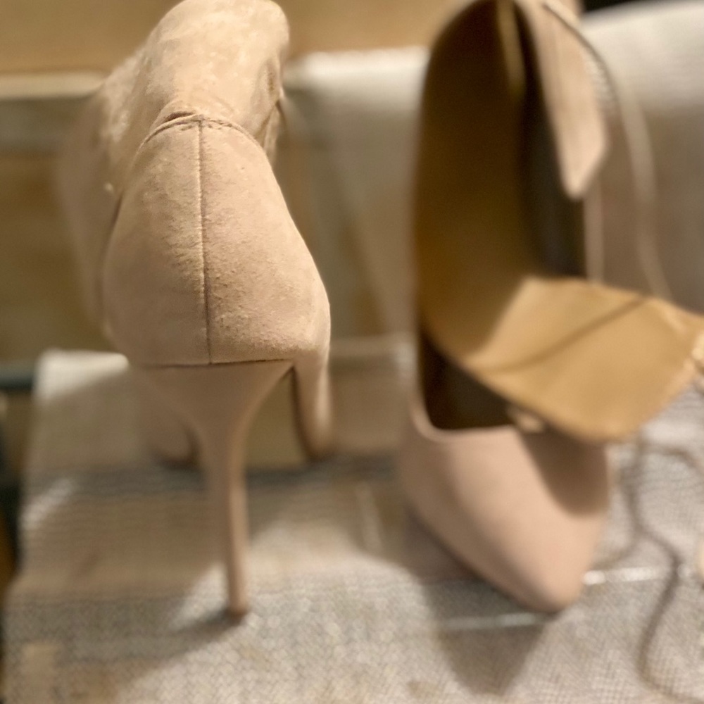 Suede cuffed ankle stilettos